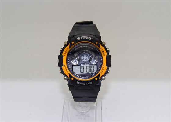 La montre-bracelet de courroie de chronomètre d'EL des hommes de plastique de lumière pour le sport avec deux miroirs convexes