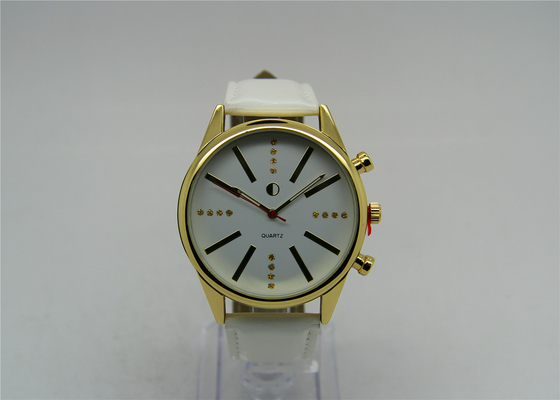 La montre en cuir japonaise d'or normale 3 de bracelet couronne 1ATM